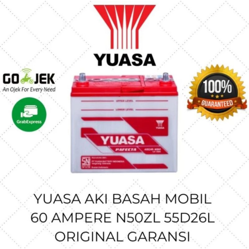 YUASA PAFECTA AKI BASAH MOBIL HONDA ACCORD FORD LASER 60AH 12V N50ZL