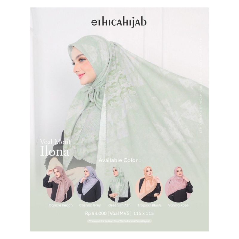 Hijab Segi Empat Voal Motif Ilona by Ethica Official / Hijab Segi Empat / Hijab Ethica