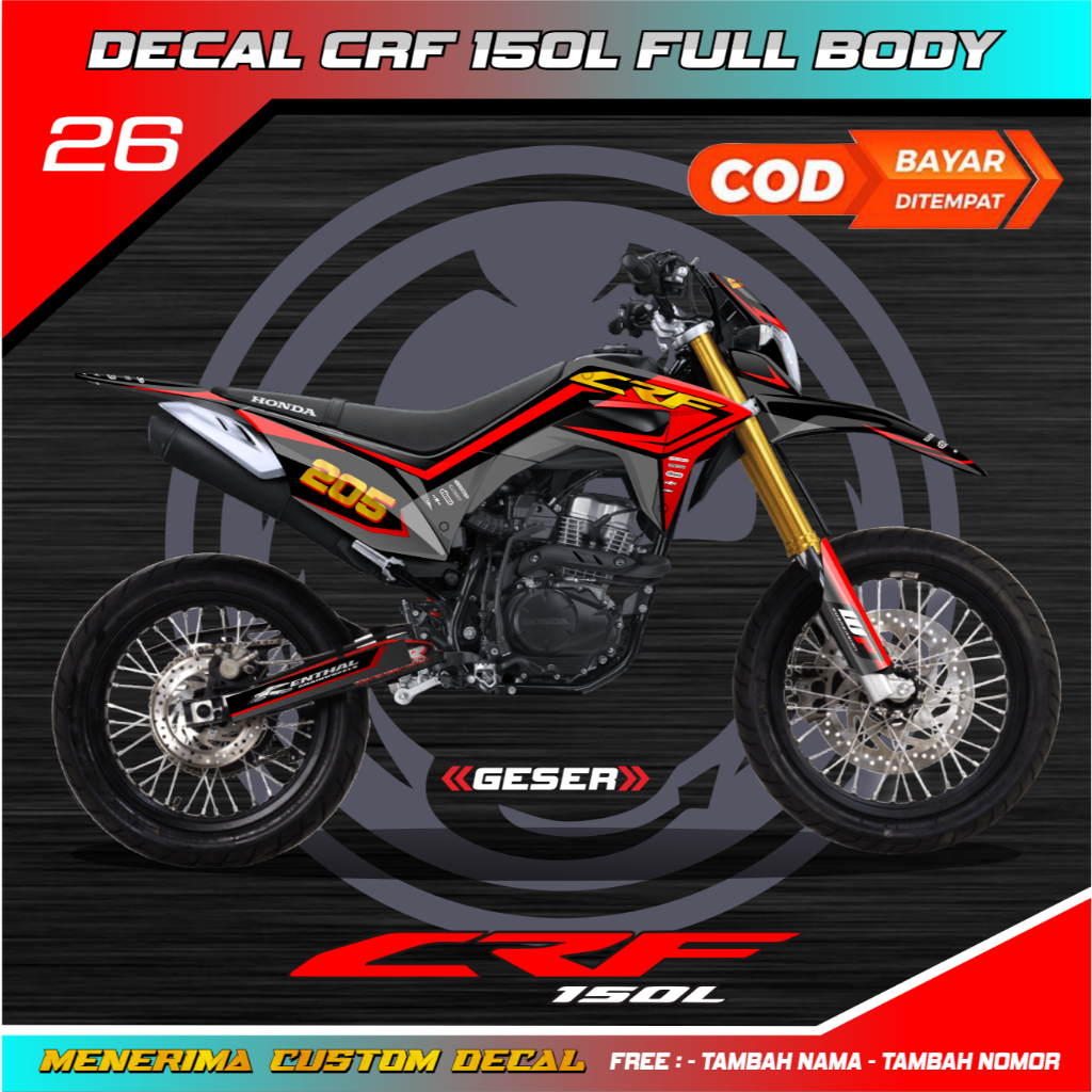 Decal Stiker Crf 150 L Full Body Hologram Merah