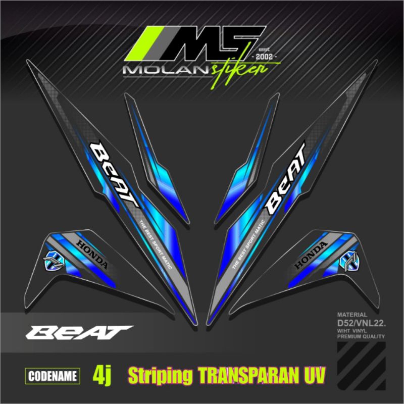 Decal Sticker Striping Variasi Transparan Uv Beat Esp 2017-2019 & Beat Street Transparan Uv Malaysia