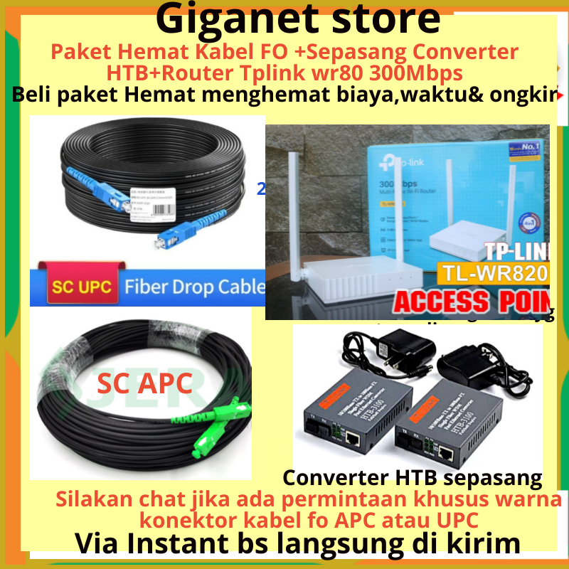 Kabel Fiber Optik Dropcore Kabel FO precon 250 meter  Bundling HTB Router wifi Tplink 820 Kabel LAN 