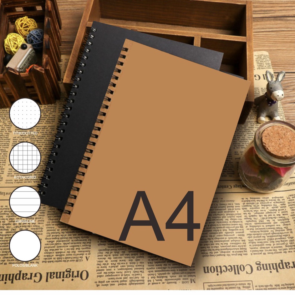 

Pusat Importir NOTEBOOK JURNAL A4 BOOKPAPER GRIDKOTAK2 DOTTEDTITIK2 BLANK GARIS SKETCH BOOK POLOS MURAH