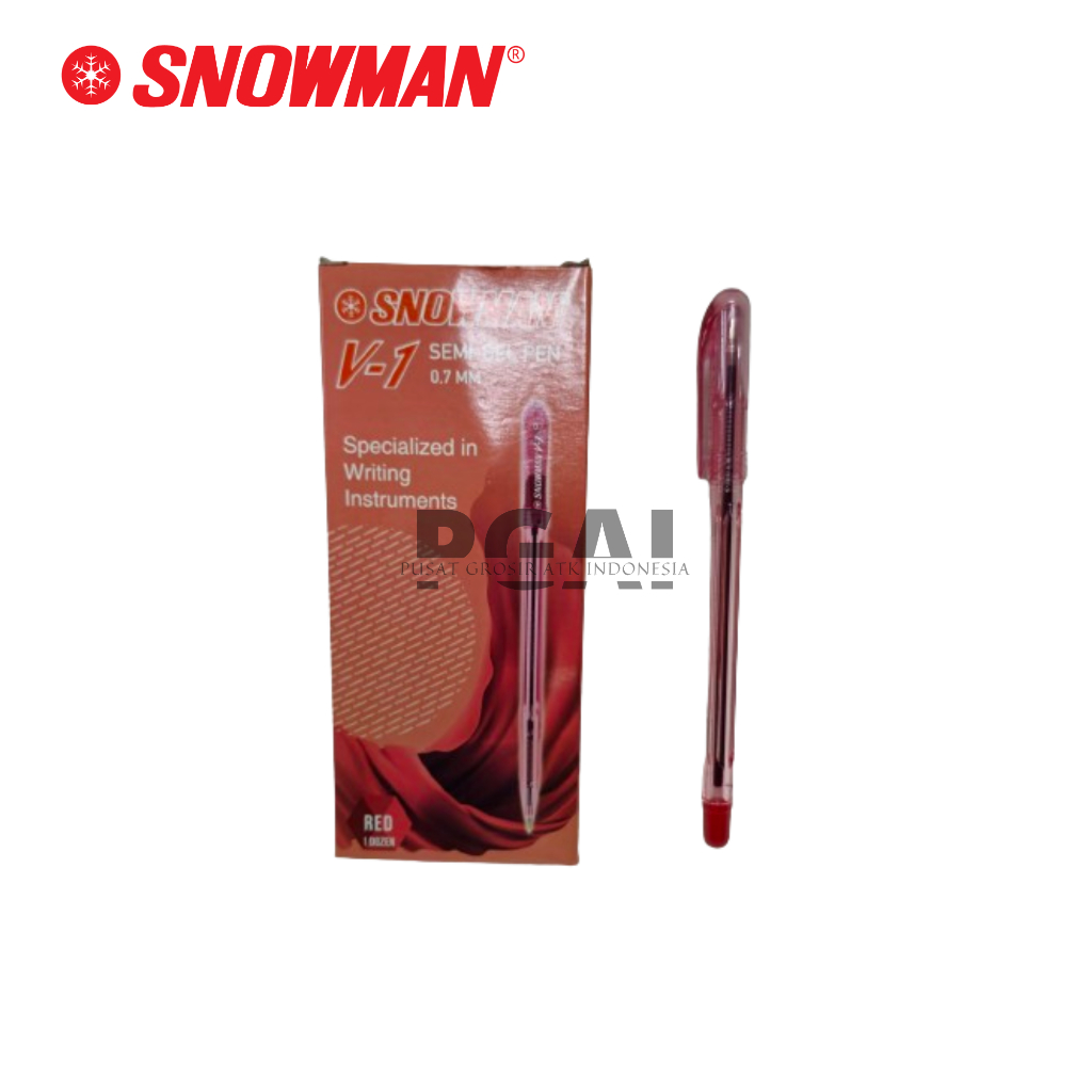 

BOLPOIN PULPEN BALLPOINT SNOWMAN V1 SEMI GEL PEN 0.7 MM 1 TINTA MERAH PACK ISI 12 PCS