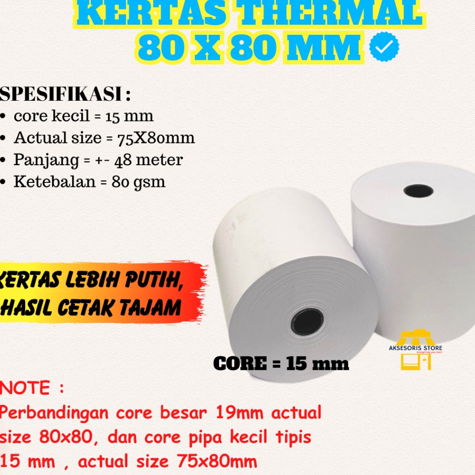 

Harga Diskon KERTAS THERMAL 8X8 MM KERTAS STRUK KASIR