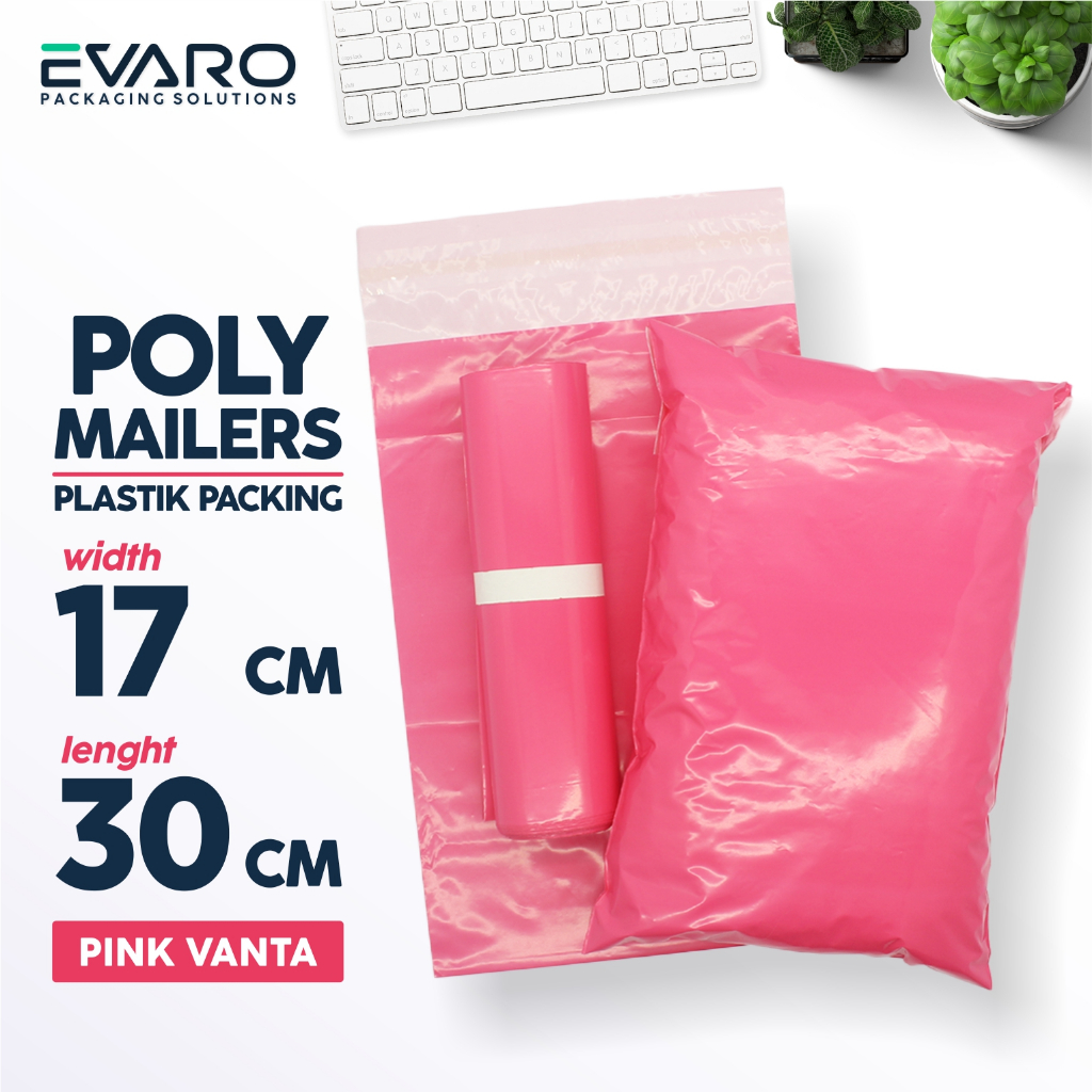 

EVARO - Plastik Polymailer 17x30cm Pink Fanta Plastik Packing Polimer Tebal Berkualitas