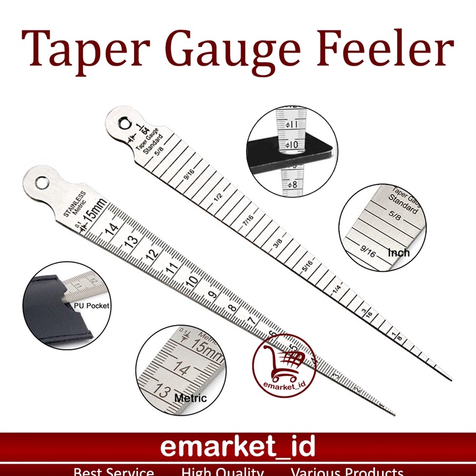 

KODE E65F Taper Gauge Feeler 115mm Stainless Steel Gap Hole Double Side Measuring Tool
