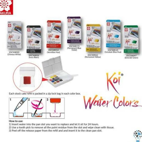 

Grosir Spesial sakura koi watercolor half pan refill available 48clr