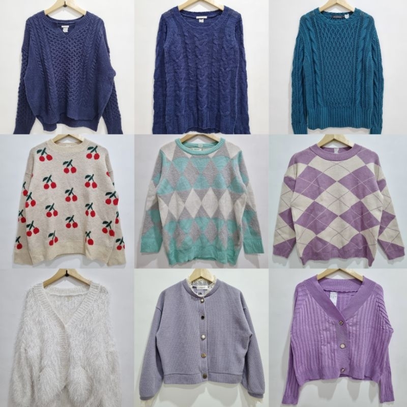 Sweater rajut kepang uniqlo | Sweater rajut ketupat | Korean Pastel