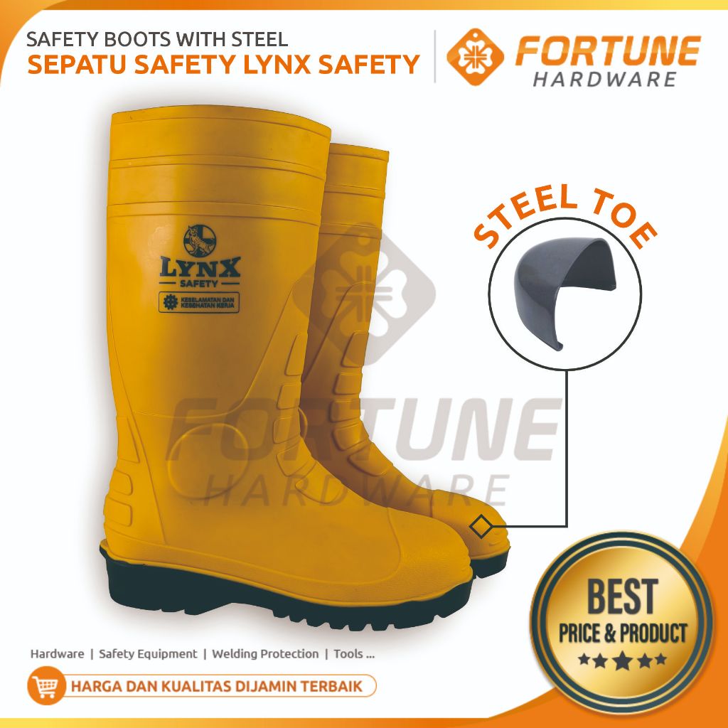 Sepatu Boot Safety Rubber LYNX SAFETY With Steel Toe Ujung Besi