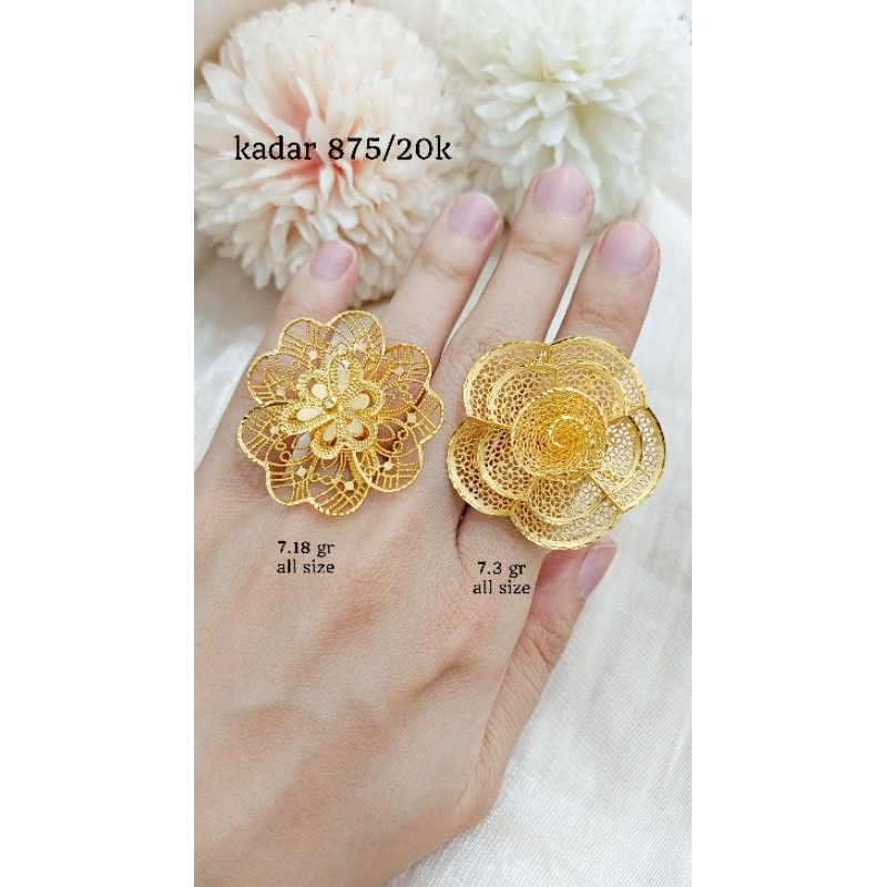 Cincin Allsize Bunga Kendari A Koleksi Josean Hadiah Ultah Emas Asli