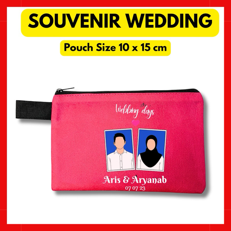 Pouch Souvenir Pernikahan Wedding Nikah Pengantin Unik Lucu Murah