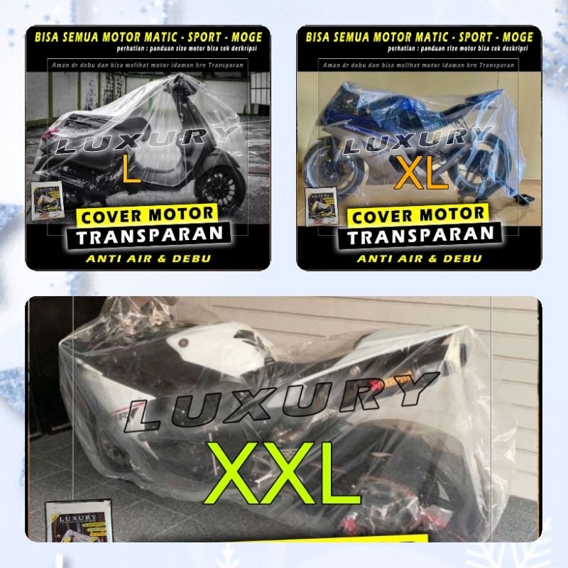 COVER MOTOR BENING PUTIH/COVER TRANSPARAN/TERPAL SEPEDA atau MOTOR LUXURY