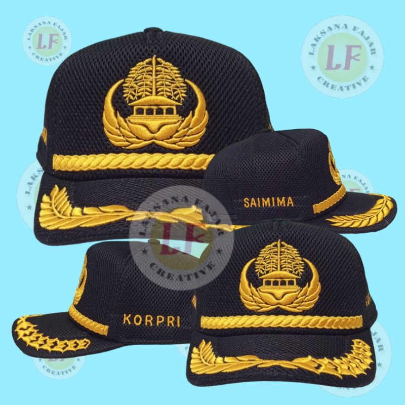topi ASN KORPRI lis padikapas HITAM/NAVY/KUNING KHAKI/gratis bordir nama