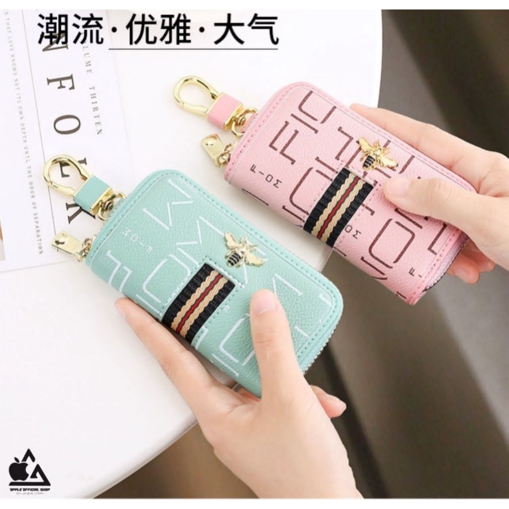 Keychain Dompet Stnk Mobil Motor Leather Brand 3D Bee Gantungan Kunci Key Chain Sarung Wallet Fashio