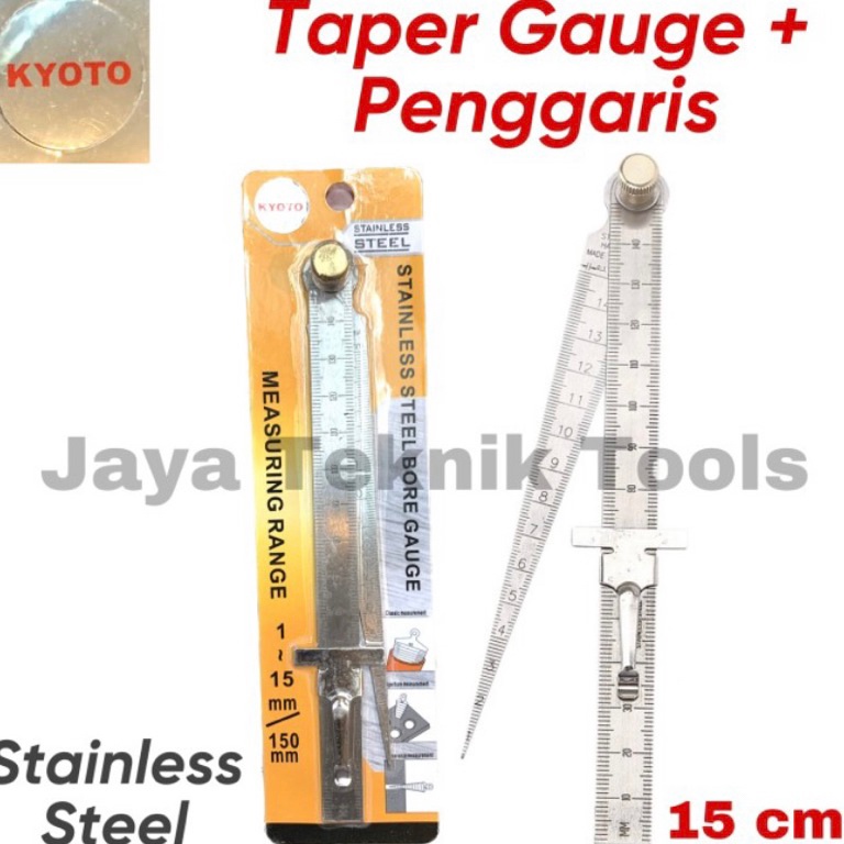 

KODE O89Y Taper Gauge Penggaris Kyoto 15 mm Stainless Pengukur Lubang Ruler 15 cm