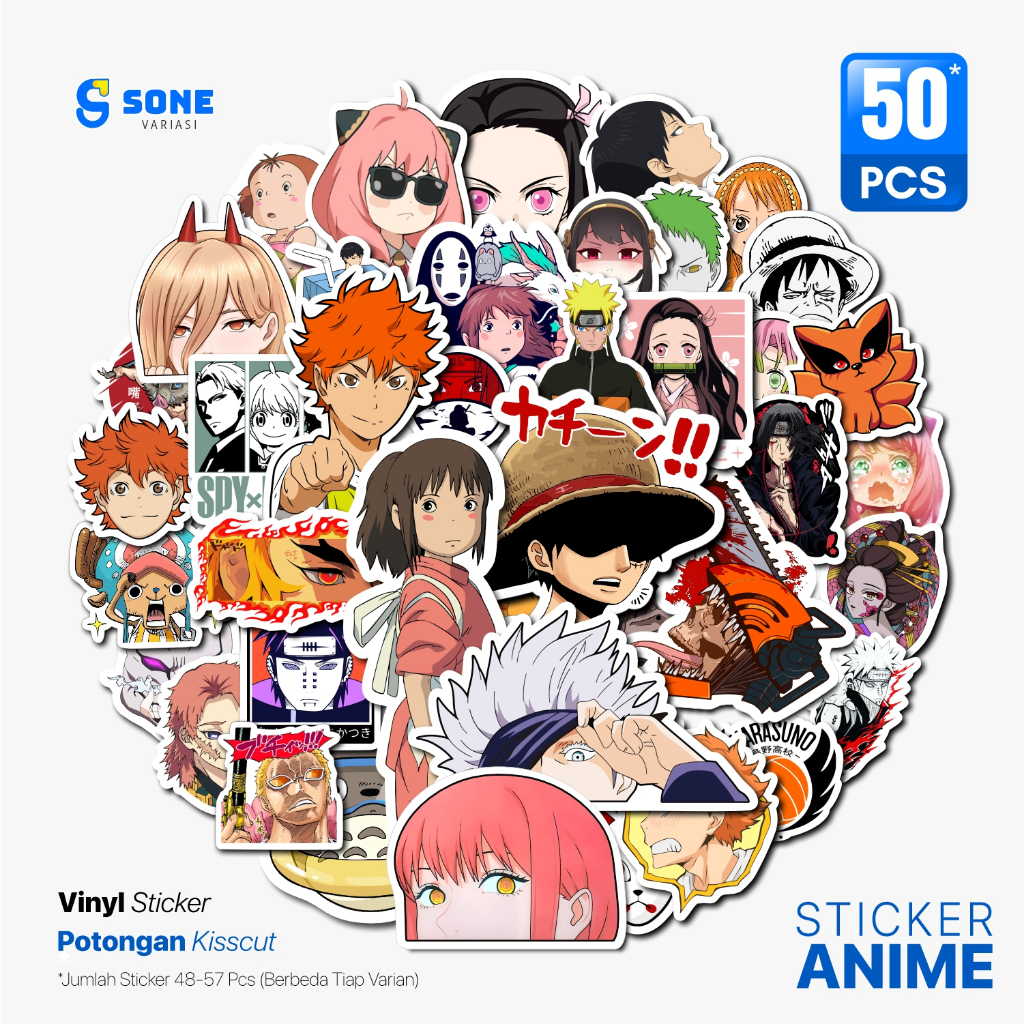 

Stiker Anime Paper Vinyl Waterproof Sticker Pack Dekor Casing Phone Laptop Thumbler Koper Journal Buku Diary
