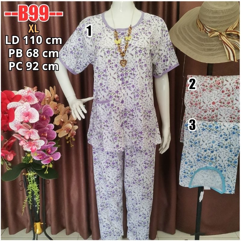 Baju Tidur Jumbo BKH Babydoll XL stelan kaos jumbo CP Baju Tidur Full Kancing Depan Busui B99 Piyama