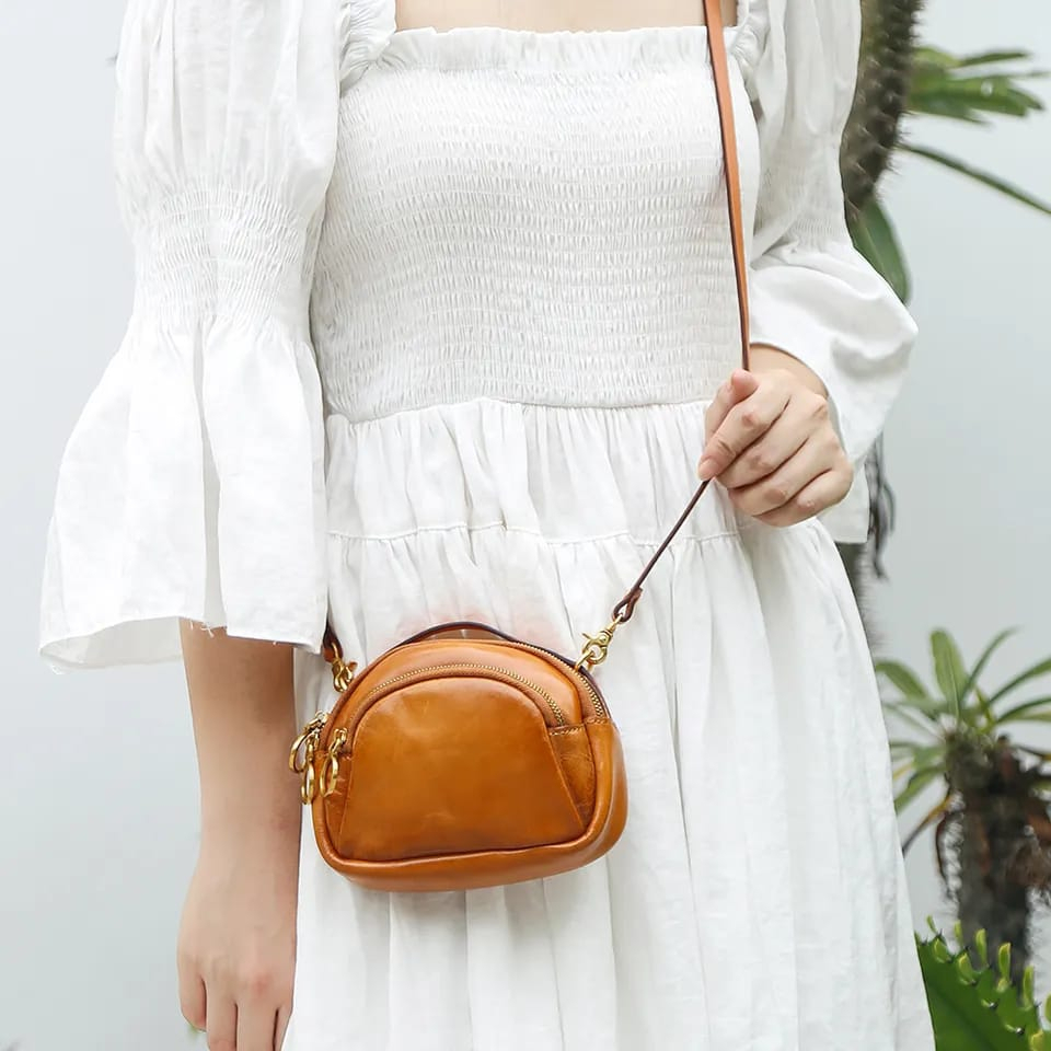 Tas selempang mini kulit sapi asli - tas bahu wanita kulit -tas pashion nable