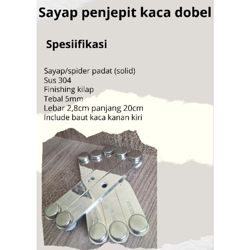 Plat penjepit kaca Ss 304 / sayap penjepit tiang railing tangga kaca