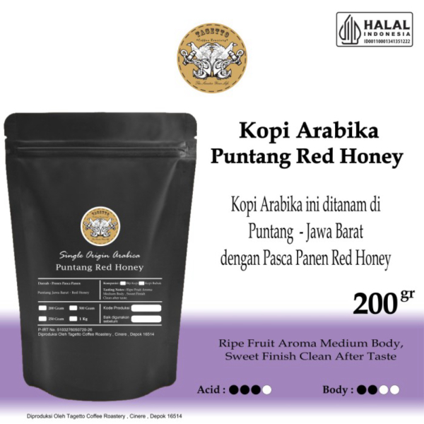 

Puntang Red Honey 200GR Tagetto Coffee Kopi Arabica - MEDIUM ROAST BIJI KOPI