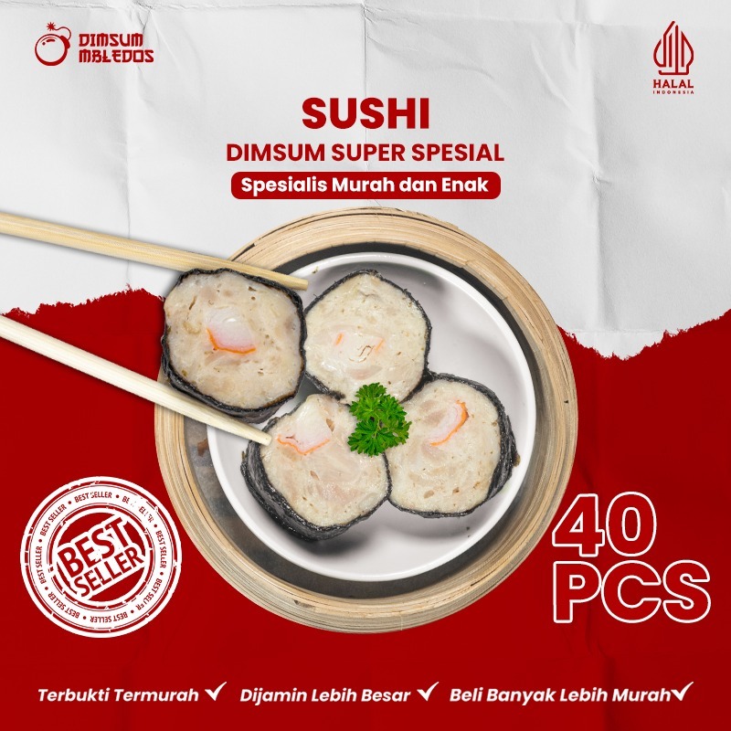 Dimsum Sushi / Kimbap Isi 30 Pcs - Frozen Food Halal Mbledos Super Premium Grosir Pack