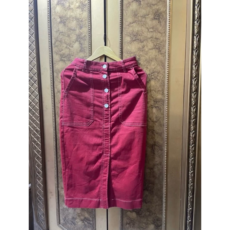 ZARA skirt cargo maroon semi jeans