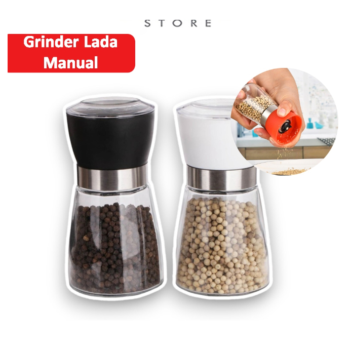 Grinder Lada Merica / Alat Penggiling Lada Manual / Glass Pepper Grinder