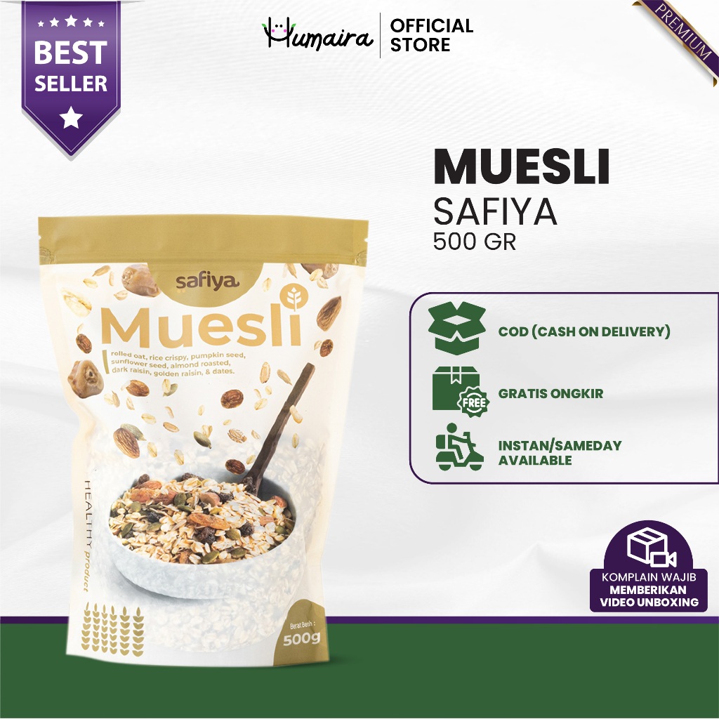 

Muesli 500 Gram Original Safiya | Sereal Oatmeal Sarapan Pagi Granola Oat Utuh