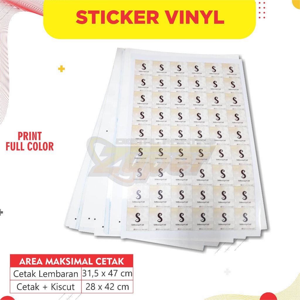 

Cetak Stiker Custom Vinyl A3+ Waterproof Stiker Kemasan Label Produk Print + Cut