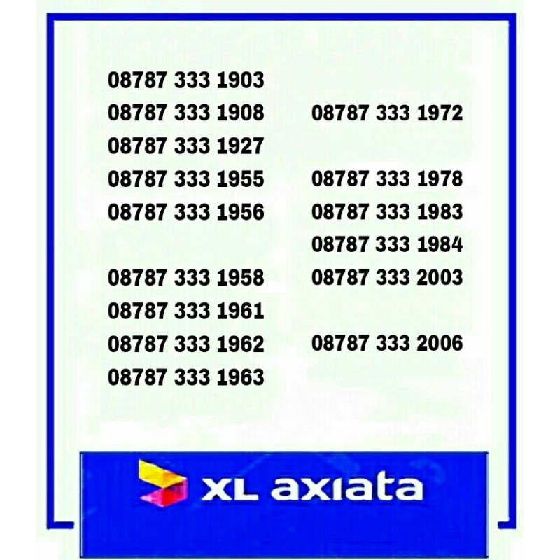 nomor cantik perdana XL 4g LTE triple belakang seian 888, 999, murah