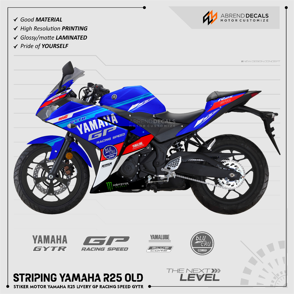 STRIPING R25 OLD LIVERY YAMAHA GYTR GP RACING SPEED / STIKER MOTOR YAMAHA R 25 / STIKER R25