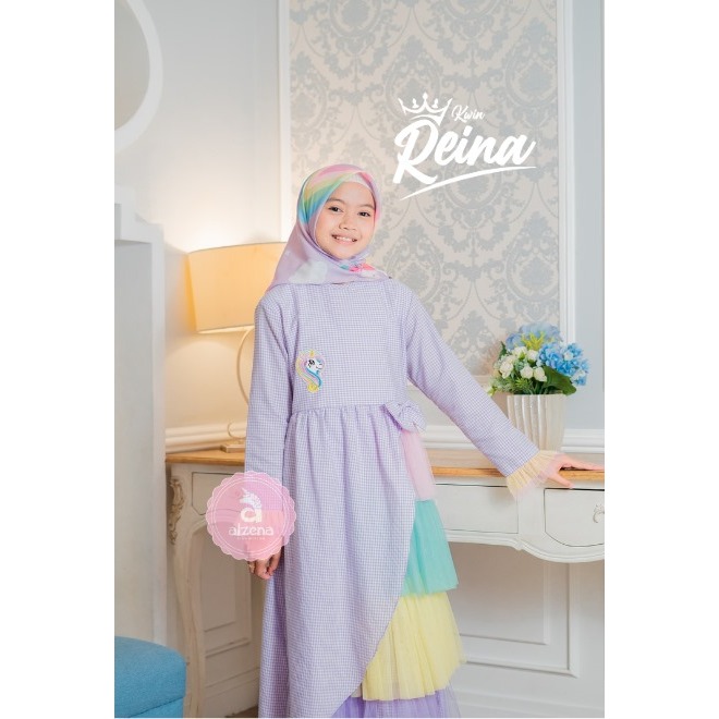 Alzena Kids  - Dress Baju Muslim Anak Perempuan Birthday 7 - 8 Tahun Reina Dress