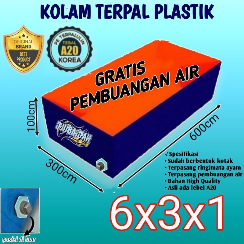 kolam terpal ikan kotak JUMBO uk 6x3x1//6x2x1 A20 original tebal dan murah