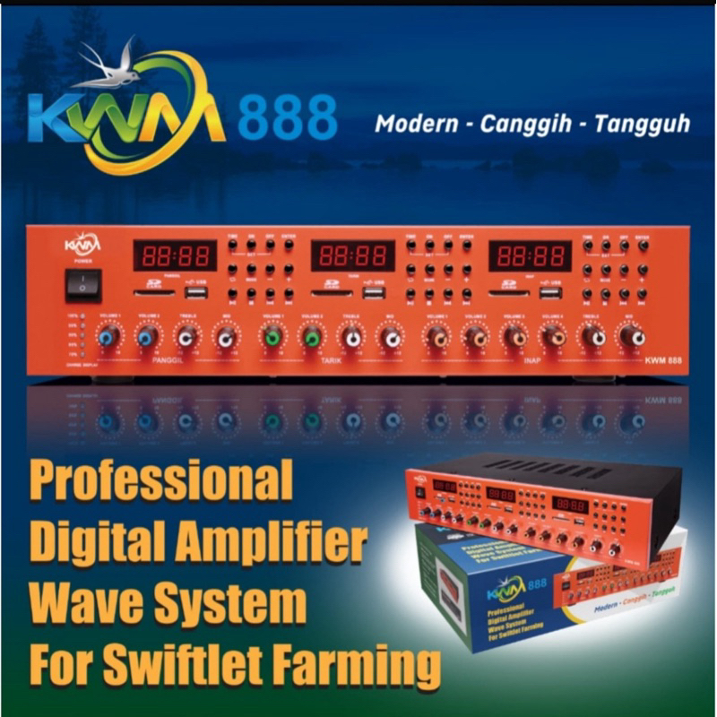 AMPLI ORANGE KWM 888 3 PLAYER 8 CHANNEL ANTI PETIR ORIGINAL + 3 SUARA ORANGE KWM888