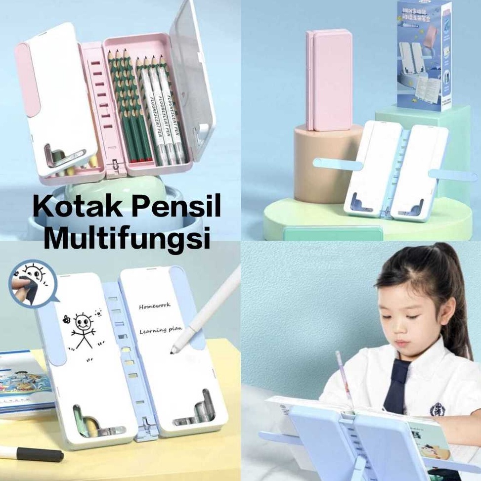 

KODE L93R Mia K2 Kotak Pensil Lipat Multifungsi Dengan Papan Tulis Dan Tatakan Buku Tempat Pensil Serbaguna Kotak Pensil Anak Sekolah TK SD