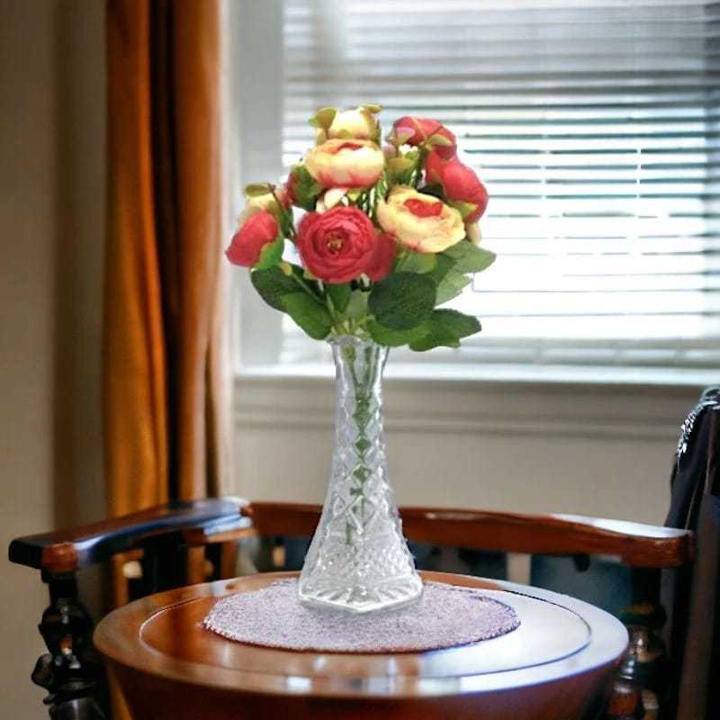 Vas Bunga Kaca Kecil Bermotif / Vas Kaca Kristal