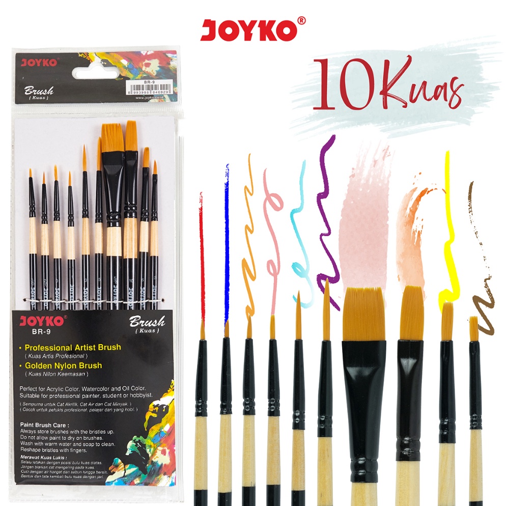 

KODE R1H7 Joyko Brush SET Acrylic Watercolour Kuas Lukis Joyko SET Cat Akrilik Air Poster BR9