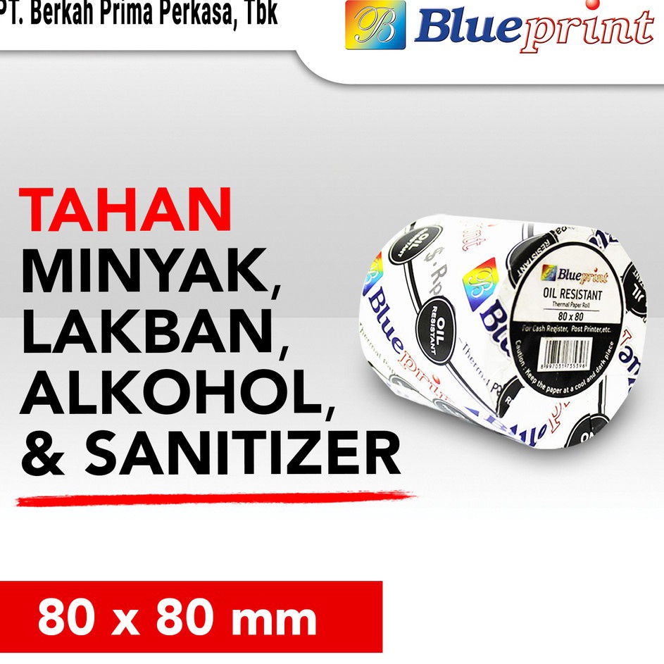 

Borong Irit Kertas Thermal Struk Kasir Oil Resistant BLUEPRINT 8 x 8 8x8 mm TAHAN LAKBAN 1 Roll