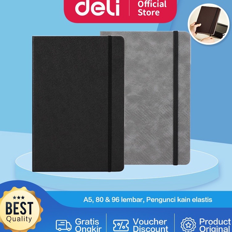 

Grosir Spesial Deli Leather Cover Notebook Buku Catatan Agenda Sampul Kulit A5 8 96 Lembar 7GSM Hard Cover EN111L EN12XL EN132L