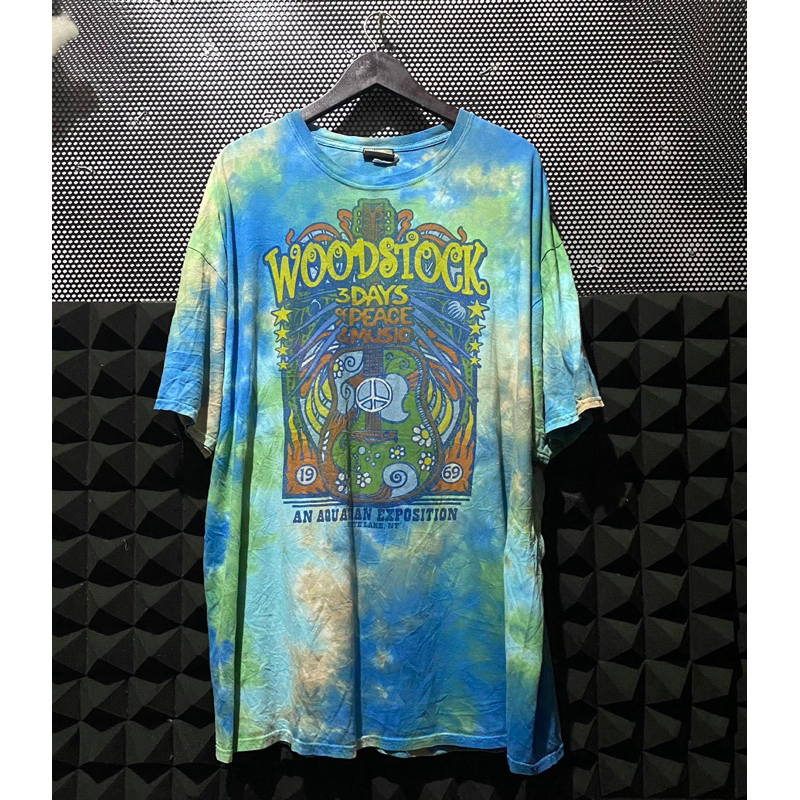 Kaos Woodstock Band Festival Music Reage Peace tye dye Liquid Blue Usa Aop second