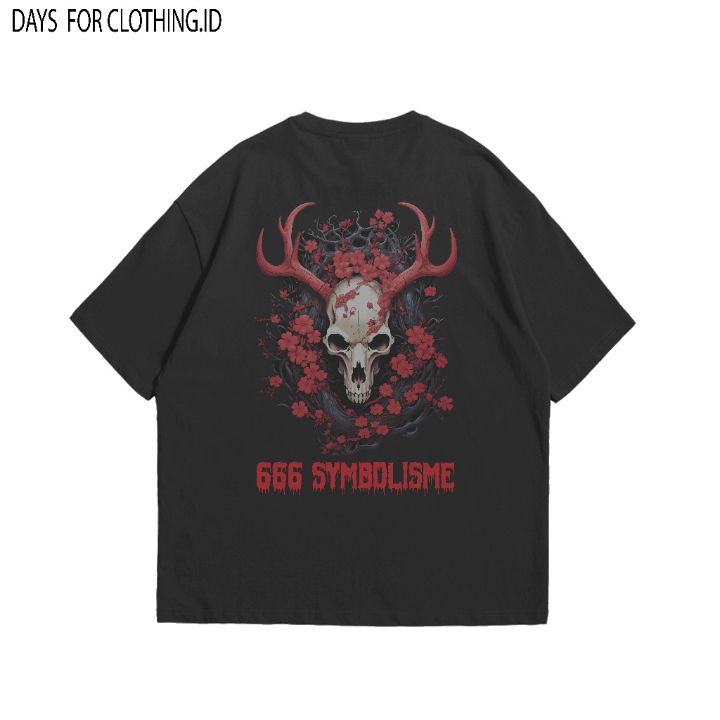 SATANIC 666 SYMBOLYSME KAOS OVERSIZE T-SHIRT HITAM PUTIH