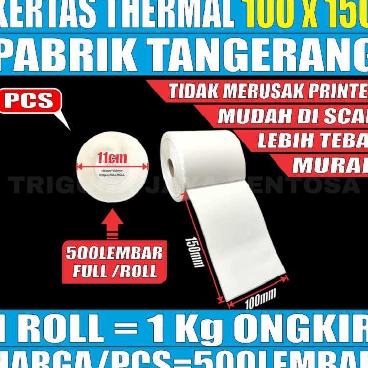 

New Stock Kertas Thermal A6 1x15mm Resi Label Barcode Bersih Tebal Per 1 pcs