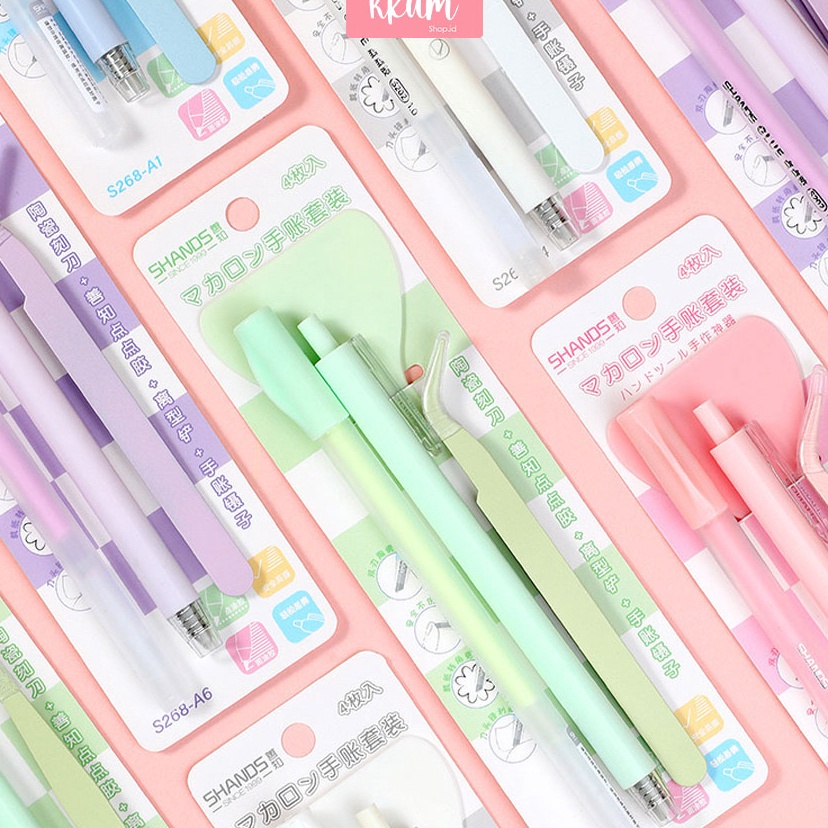 

Hot Surprise 4 PCS jurnal set Tweezer Lem stik Sekop Cutter cute Scrapbook tools