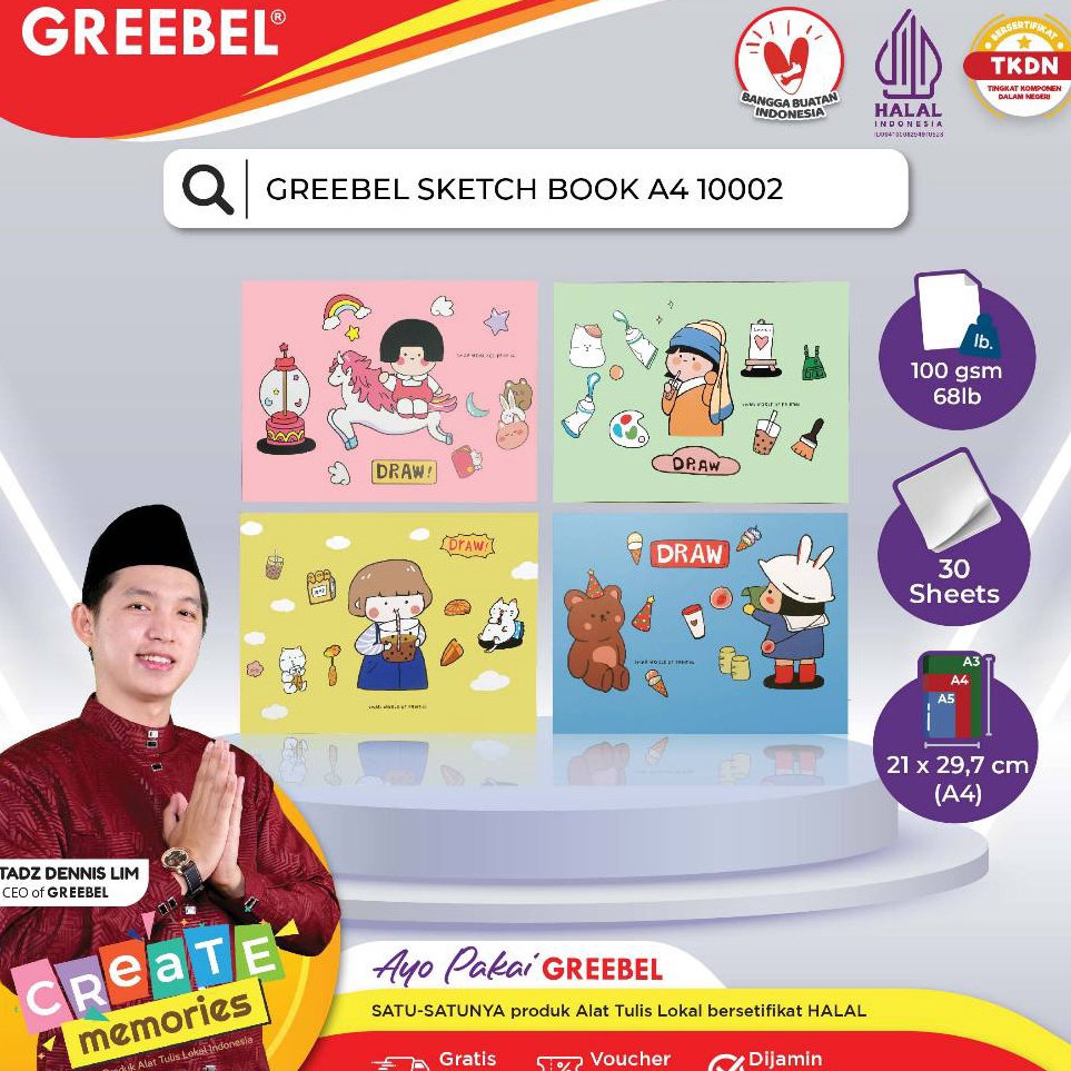 

Pasti Istimewa GREEBEL SKETCHBOOK A4 12 Buku Gambar Sketsa Drawing Book