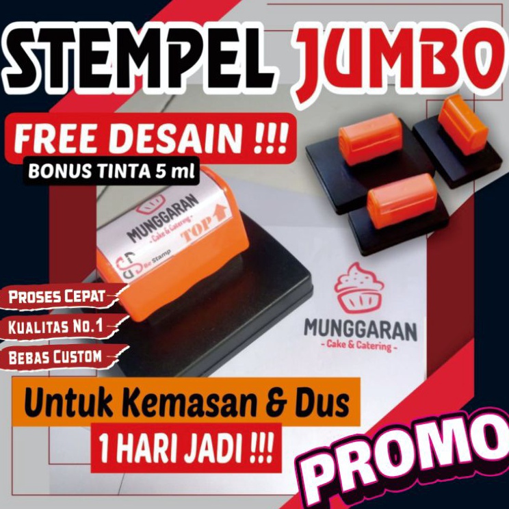 

Ready Bermutu CUSTOM STEMPEL FLASH BESAR STEMPEL JUMBO UNTUK CAP KARDUS KERTAS BOX KRAFT PAPER BAG