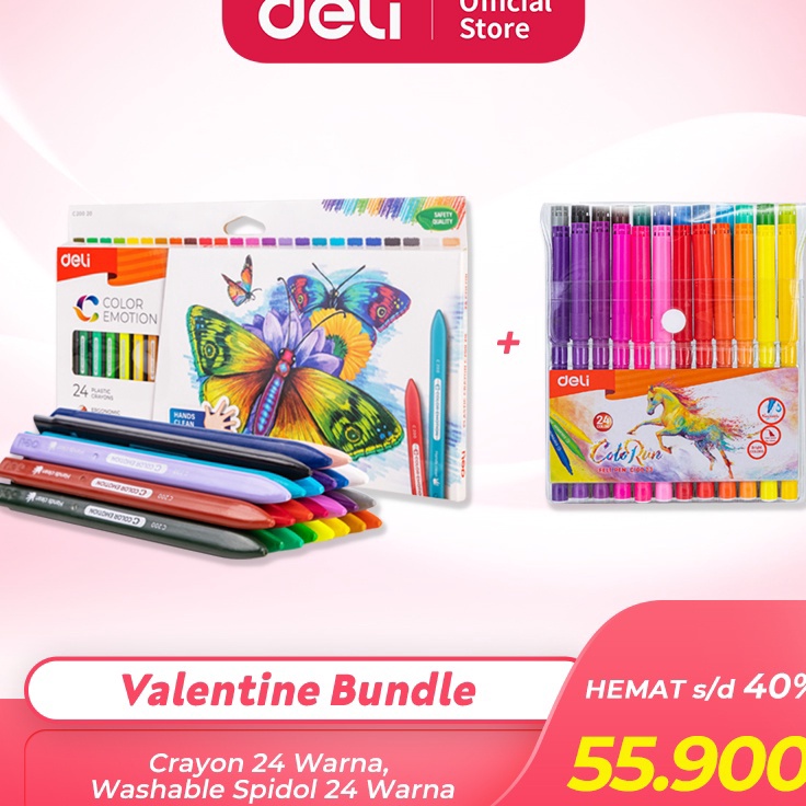 

Promo Irit Deli Bundle Edisi Valentine 1set Crayon 24 warna 1set Spidol 24 Warna VAL2221