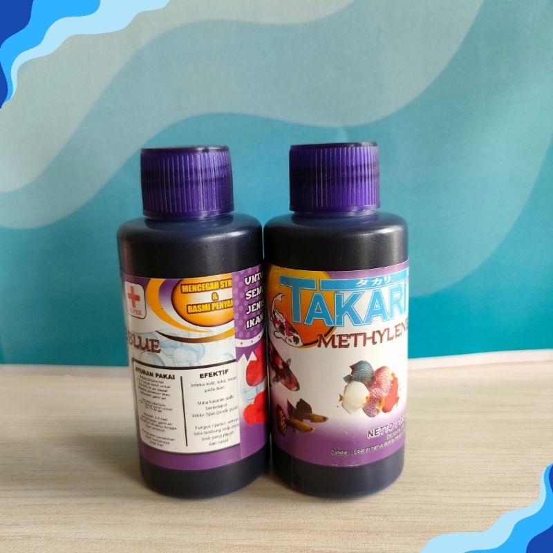 Obat biru ijo jamur ikan Cupang blue rim betina Guppy pomate Cairan methylene blue Obat ikan hias Ta