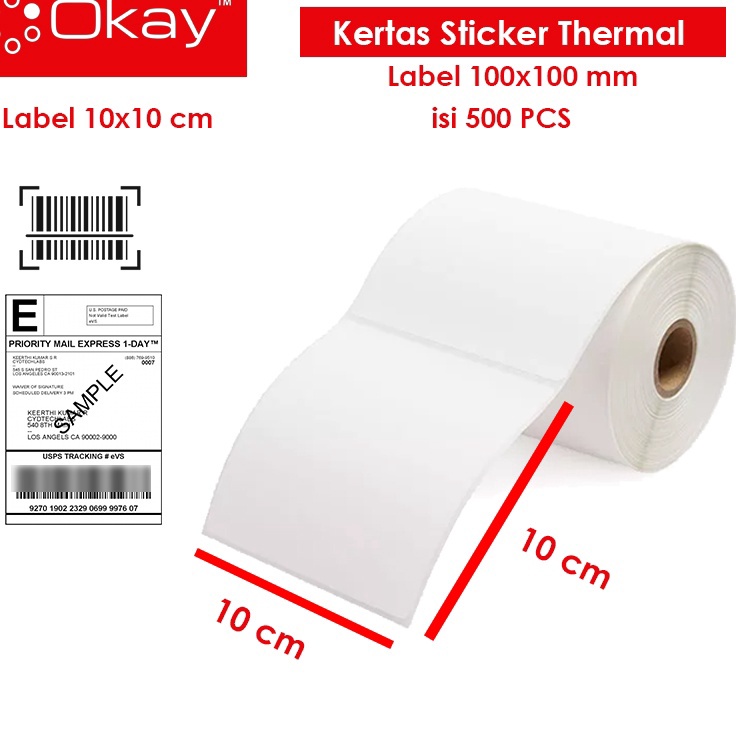 

Harga Merakyat kertas thermal label 1x1 mm 4x4 inch Sticker label Isi 5 pcs