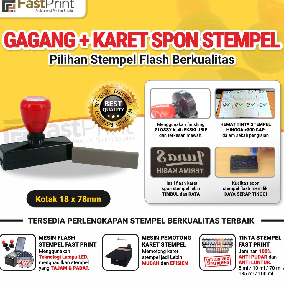 

Kejar Grosir Gagang Plus Karet Spon Potongan Stempel Flash Kotak Ukuran 18X78 MM