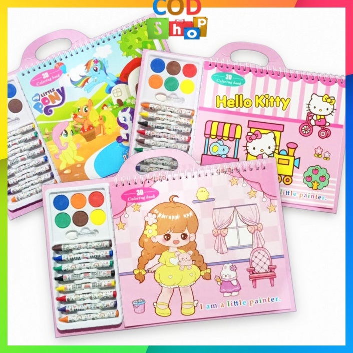 

Murah Trending COD S6151 Buku Melukis Melatih Kemampuan Motorik Anak Set Peralatan Mewarnai dengan Crayon Cat Air Set 3D Coloring Book
